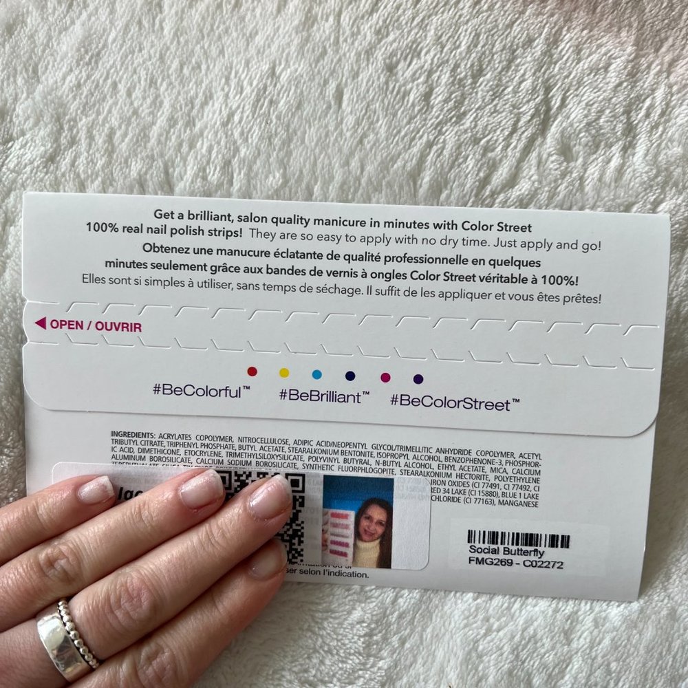 Color Street Coral Bay social butterfly rose gold sparkle nail polish strips nwt - Picture 6 of 7